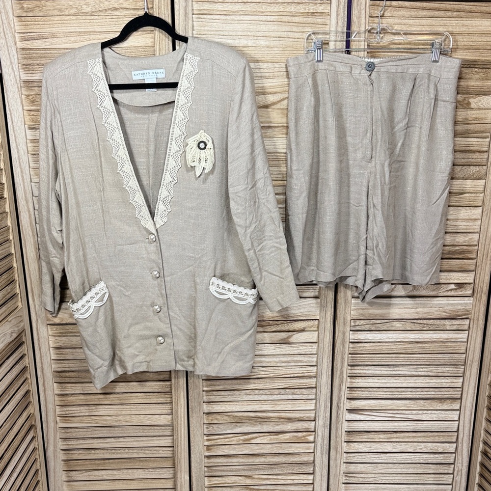 Kathryn Deene 2-Piece Button Up Cardigan & Skort Set 14/16 18/20 Vintage